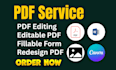 create editable fillable pdf or design and fix your PDF files