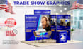 design print ready exhibition booth graphics for 10x10, 10x20, and custom stand