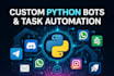 create python automation scripts, web scrapers, bots and data tools