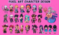 create pixel art character, pixel art sprite sheet, character sprite, animation