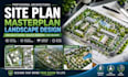 render architectural site plan, masterplan, landscape design