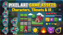 create pixel art character sprites, tilesets, UI elements, animations for games