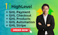 setup ghl payment, checkout, stripe, automations, products