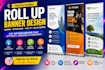 design roll up banner, modern retractable banner, pull up, or roller banner