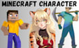 custom minecraft character, anime illustration, dnd character, game character,
