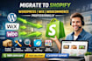 migrate wordpress, wix, woocommerce website to shopify migration pro