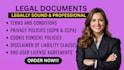 draft terms and conditions, privacy policy