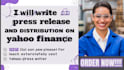 write press release and distribution on yahoo finance