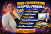 create high converting webinar, sales funnel video scripts voiceover and keynote