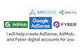 help create admob adsnse and fyber digital account