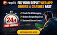 fix replit web app errors replit app broken script replit web app crash debug