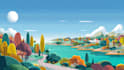 illustrate fantastic flat vector landscape illustration