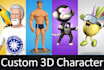 create high end 3d character models, rigging and animation