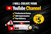 create a professional  youtube channel and setup monetization