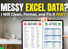 clean, merge, format, spilt excel data