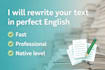 rewrite your text in perfect native english