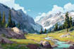 create flat landscape illustration of nature