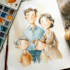 create a watercolor family portrait