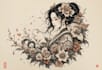 drawing a tattoo design in japanese style