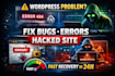 fix wordpess issues bugs errors customize website and recover hacked site fast