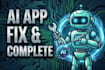bug fix nextjs, vibe coded website, ai web app bug fix