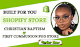 setup baptism and first communion pod gift store on etsy shopify print on demand