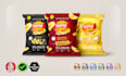 design premium snack packaging, chips pouch, food label