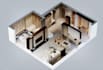 convert 2d plan,blueprint to 3drender floorplan,modern luxury apartment interior