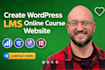 create wordpress lms online course website, tutor lms website development