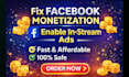 fix facebook monetization issues and enable in stream ads