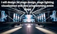 do 3d stage design, stage lighting visualization and dmx programming event stage
