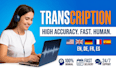 do audio video transcription in english german french and spanish