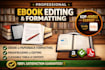 do ebook editing and formatting, manuscript formatting and proofreading