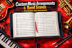write a music arrangement, composition sheet, chord chart, and band arrangement