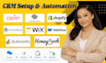 setup honeybook dubsado zapier wordpress wix squarespace webflow shopify crm