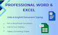 be your expert for urdu english ms word and excel document work