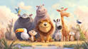 draw animals cartoon illustration