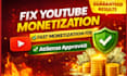 fix youtube monetization issues and enable adsense approval