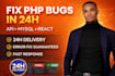 fix PHP bugs,mysql errors, API integration and website bugs fast
