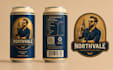 create hand drawn beer label, beverage packaging, bottle label design 3d mockup