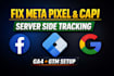 setup meta pixel conversion API, ga4 server side tracking with GTM