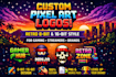 design custom pixel art logo in retro 8bit and 16bit style