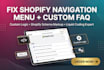 fix shopify navigation menu custom logic faq section using shopify schema coding