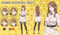 draw anime character vtuber reference sheet, turnaround expression sheet