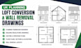 do full set of UK planning architectural loft conversion drawings, wall removal
