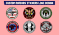 design military badge, patch, round sticker label logo