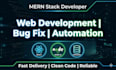 build mern stack web app, fix bugs and do backend development