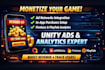 professionally integrate admob, firebase, iap in unity game