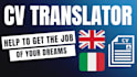 translate your CV from italian to english professionally
