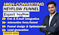 create heyflow funnel, interactive quiz funnel high converting lead landing page